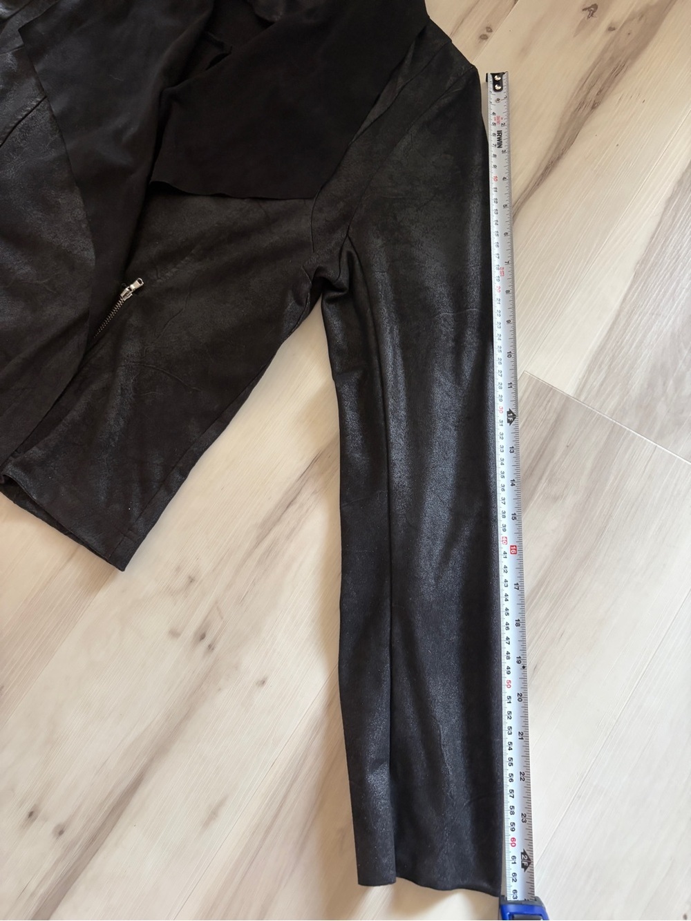Vero Moda Vegan Suede Waterfall Drape Open Front Asymmetric Zip Jacket Black 10 - Picture 11 of 15